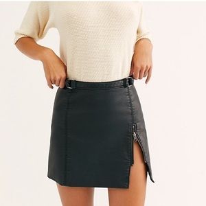 Free People Black Midnight Magic Leather Mini Skirt